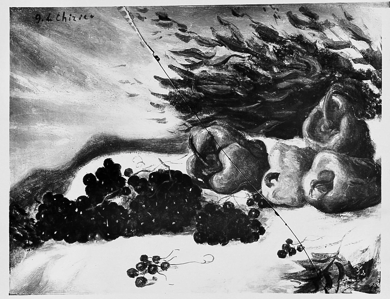 Giorgio De Chirico - natura morta con peperoni e uva, Palazzo Pitti, Firenze